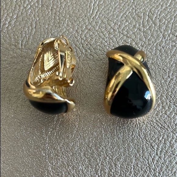 St. John Jewelry - St. John Gold and Black Clip-On Earrings